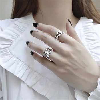 Vintage ασημί χρώμα ακανόνιστο χειροποίητο ανοιγόμενο ρυθμιζόμενο δαχτυλίδι για γυναίκες Μόδα γεωμετρικά φαρδιά πανκ δαχτυλίδια κοσμήματα