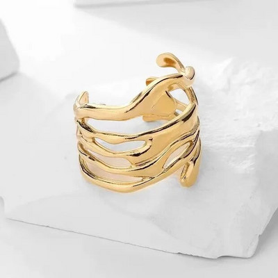 Vintage srebrne boje nepravilnog ručno rađenog podesivog prstena za žene Modni geometrijski široki punk prstenovi Nakit Poklon