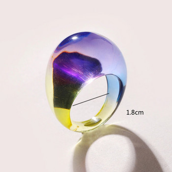 Нов винтидж пръстен за жени Прозрачен цветен пръстен от акрилна смола Корея Модни геометрични естетични бижута Тенденция пънк