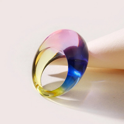 Uus vintage sõrmus naistele läbipaistev värviline akrüülvaigust sõrmus Korea mood geomeetriline esteetiline ehe trend punk
