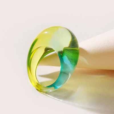 Uus vintage sõrmus naistele läbipaistev värviline akrüülvaigust sõrmus Korea mood geomeetriline esteetiline ehe trend punk