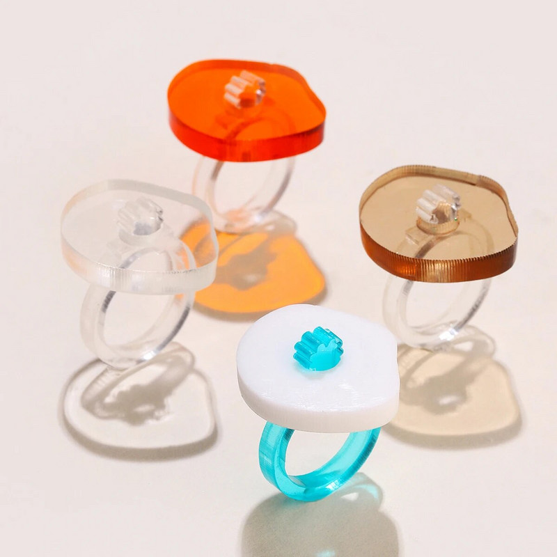 Uus vintage sõrmus naistele läbipaistev värviline akrüülvaigust sõrmus Korea mood geomeetriline esteetiline ehe trend punk