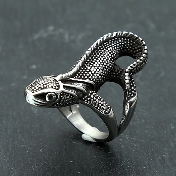 Винтидж уникални пръстени с гущер от неръждаема стомана 316L за мъже, жени, пънк пръстен с хамелеон, велосипедист, мода на животни, бижута, подарък на едро