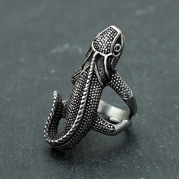 Винтидж уникални пръстени с гущер от неръждаема стомана 316L за мъже, жени, пънк пръстен с хамелеон, велосипедист, мода на животни, бижута, подарък на едро
