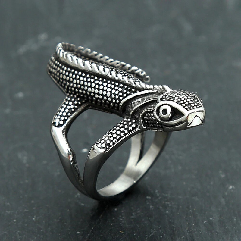 Vintage unikaalsed 316L roostevabast terasest sisaliku sõrmused meestele, naiste punk-kameeleonsõrmus, jalgratturite loomade moeehted, kingituste hulgimüük