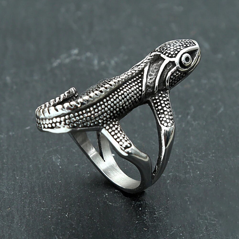 Vintage unikaalsed 316L roostevabast terasest sisaliku sõrmused meestele, naiste punk-kameeleonsõrmus, jalgratturite loomade moeehted, kingituste hulgimüük