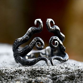 Нов дизайн, ретро 316L мъжки пръстен от неръждаема стомана, пънк рок, моден пиратски октопод, пръстен за мъже, жени, подарък за отваряне на бижута с животни