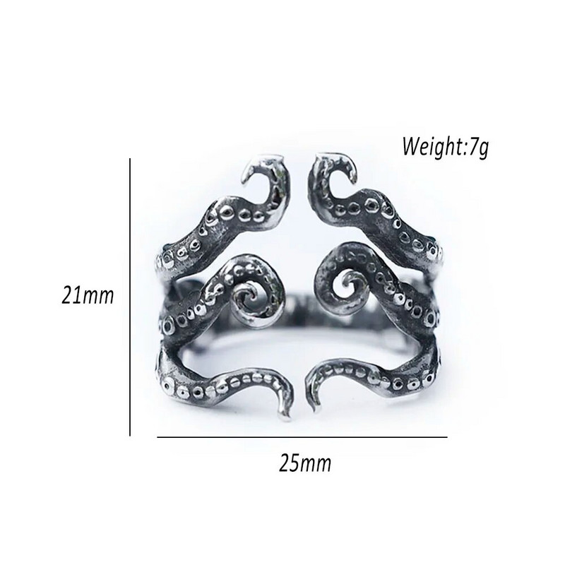 Uue disainiga Retro 316L roostevabast terasest meeste sõrmus punk rock mood piraat kaheksajalg meestele naiste avav loomade ehe kingitus