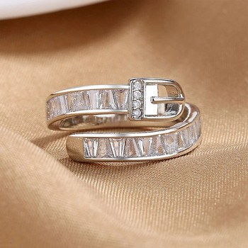 Νέα Crystal Bling Ζιργκόν Ζιργκόν δαχτυλίδια πόρπης Μεταλλικά ρυθμιζόμενα δαχτυλίδια αλυσίδας Δαχτυλίδι δάχτυλων για γυναίκες Μόδα κοσμήματα δώρα