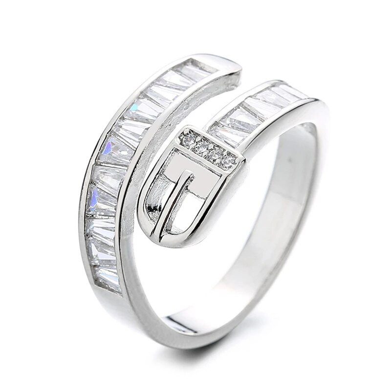 Uued Crystal Bling tsirkoonist rihma pandla rõngad metallist reguleeritav ketisõrmus Statement sõrmerõngad naistele moeehted kingitused