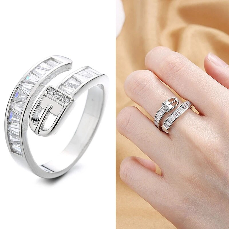 Uued Crystal Bling tsirkoonist rihma pandla rõngad metallist reguleeritav ketisõrmus Statement sõrmerõngad naistele moeehted kingitused