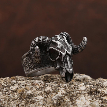 Готически винтидж уникален козел череп мъжки пръстен пънк 316L неръждаема стомана сатана животински пръстени модни амулети бижута подаръци на едро