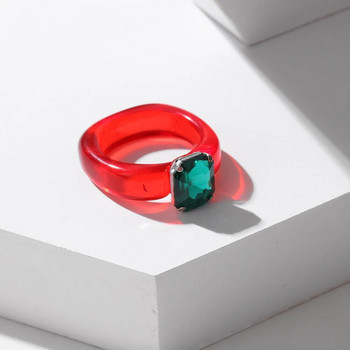 2023 Trend Πολύχρωμο γυναικείο δαχτυλίδι διάθεσης από ρητίνη Vintage απλά ακρυλικά δαχτυλίδια με στρας γεωμετρικά κοσμήματα χιπ χοπ πλαστικά δαχτυλίδια