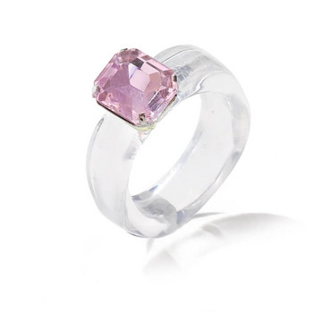 2023 Trend Πολύχρωμο γυναικείο δαχτυλίδι διάθεσης από ρητίνη Vintage απλά ακρυλικά δαχτυλίδια με στρας γεωμετρικά κοσμήματα χιπ χοπ πλαστικά δαχτυλίδια