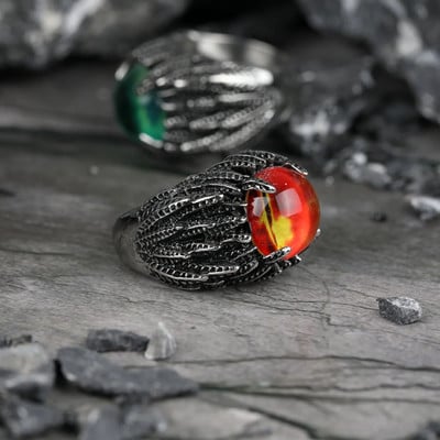 Stainless Stee Мъжка мода Vintage Feather Evil Eye Ring Fashion Devil Eyeball Парти пръстени Мъжки бижута Аниме Череп Хип-хоп