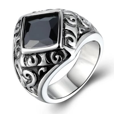 Vintage stila zelta krāsa sarkana kristāla titāna nerūsējošā tērauda vīrieša gredzens Marines pankroka gredzeni vīriešiem zēnu rotaslietas