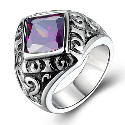 Vintage stila zelta krāsa sarkana kristāla titāna nerūsējošā tērauda vīrieša gredzens Marines pankroka gredzeni vīriešiem zēnu rotaslietas