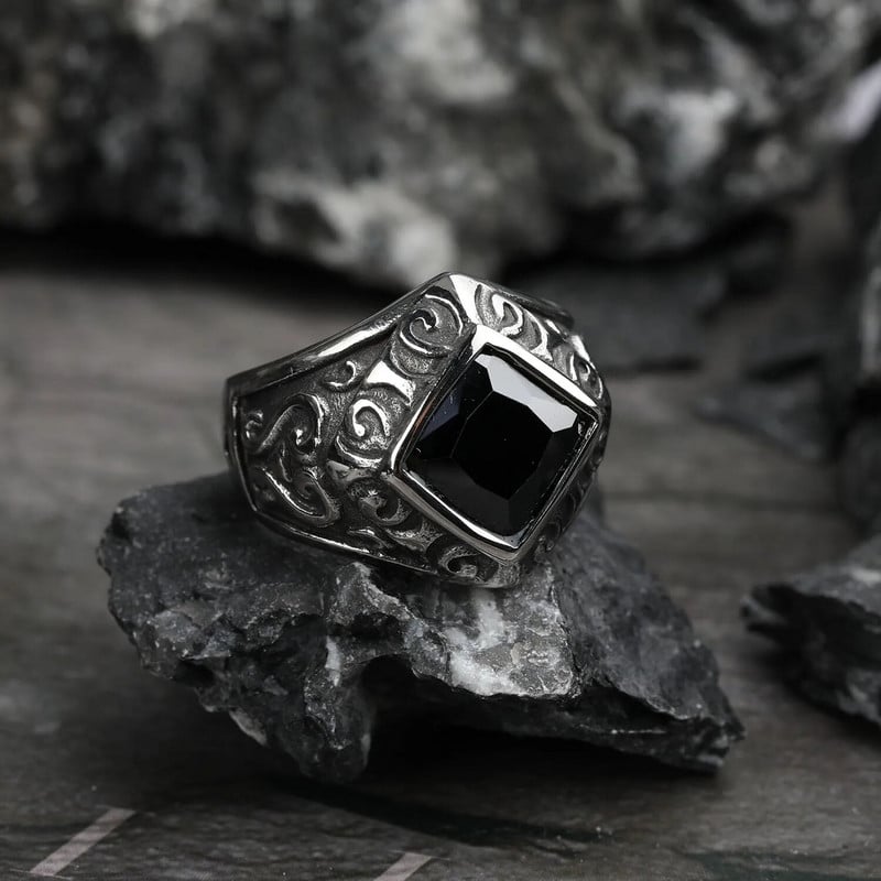 Vintage stila zelta krāsa sarkana kristāla titāna nerūsējošā tērauda vīrieša gredzens Marines pankroka gredzeni vīriešiem zēnu rotaslietas