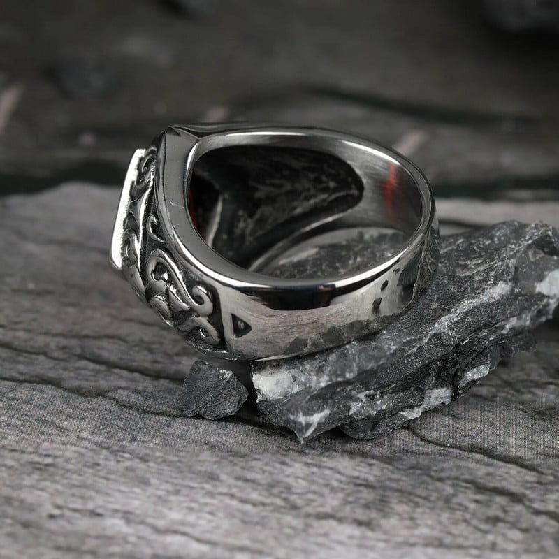 Vintage stila zelta krāsa sarkana kristāla titāna nerūsējošā tērauda vīrieša gredzens Marines pankroka gredzeni vīriešiem zēnu rotaslietas