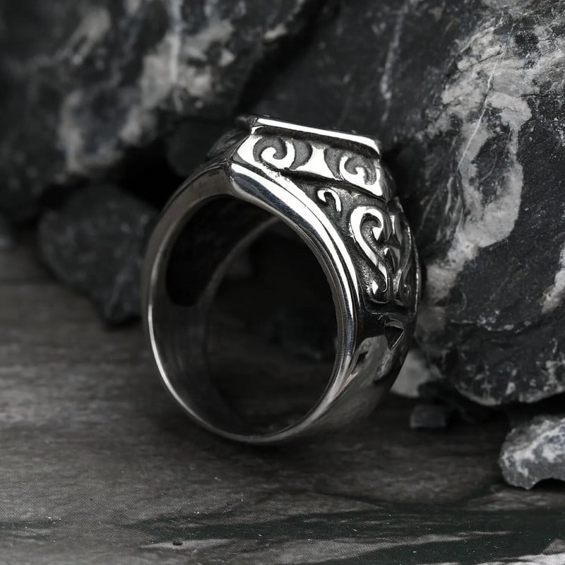 Vintage stila zelta krāsa sarkana kristāla titāna nerūsējošā tērauda vīrieša gredzens Marines pankroka gredzeni vīriešiem zēnu rotaslietas