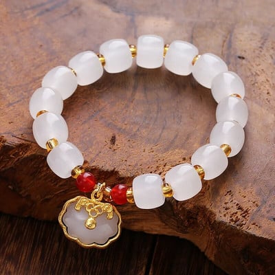 2023. gada izsmalcināta opāla pērlīšu rokassprādze sievietēm Eleganta Lucky Cat kulons, regulējamas rokassprādzes Modes draudzības rotaslietas dāvanas