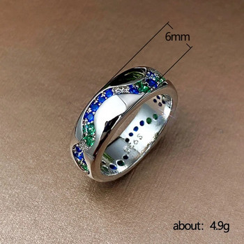 Huitan Paved Green/Blue CZ Band пръстени за жени Висококачествен сребърен цвят Елегантен дамски пръстен пръстен Модерни бижута Drop Ship