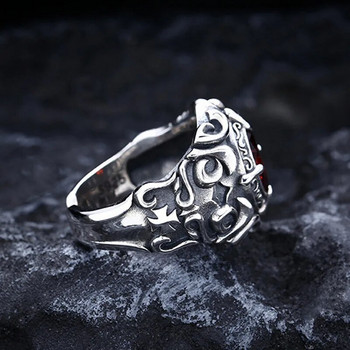 Винтидж тайландски сребърен рубинен пръстен Модни отворени регулируеми пръстени