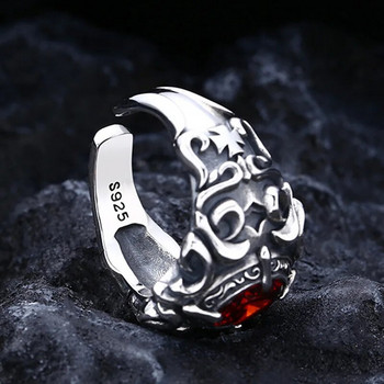 Винтидж тайландски сребърен рубинен пръстен Модни отворени регулируеми пръстени