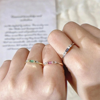 Тънки изискани пръстени за подреждане за жени Елегантни мини 3 цвята с кристален циркон Малък пръстен за подреждане на Eternity Модни бижута KCR065