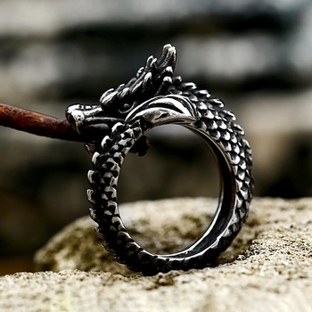 Модни винтидж пръстени с дракон за мъже, жени, пънк, доминиращ животински пръстен от неръждаема стомана, креативни парти бижута, подаръци, търговия на едро