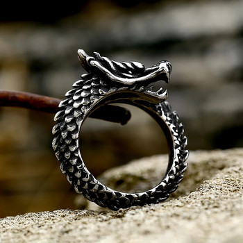Модни винтидж пръстени с дракон за мъже, жени, пънк, доминиращ животински пръстен от неръждаема стомана, креативни парти бижута, подаръци, търговия на едро