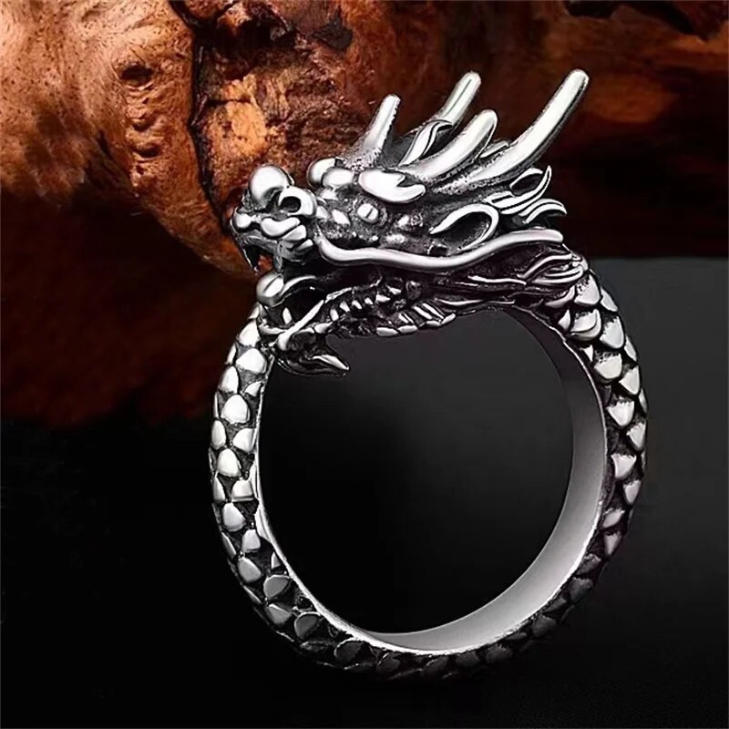 2024. aasta Tähtkuju draakoni sõrmus meestele, ehted, reguleeritav peen reljeefne nikerdatud loomamustriline sõrmus, meeste käteornament