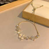 Modne delikatne narukvice zlatne boje s četiri lista trave za žene Nove korejske podesive narukvice Vjenčani nakit Pokloni za zabavu