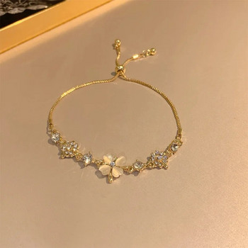 Μόδα ντελικάτα τετράφυλλα γρασίδι χρυσό χρώμα βραχιόλια για γυναίκες Νέα κορεατικά ρυθμιζόμενα βραχιόλια Δώρα για κοσμήματα γάμου