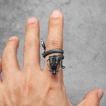Ανδρικά δαχτυλίδια από ανοξείδωτο ατσάλι Κινέζικα Dragon Punk Vintage Μοντέρνα για Γυναίκες Ποδηλάτης Μόδα Κοσμήματα Απόκριες Δημιουργικότητα Δώρο Χονδρική