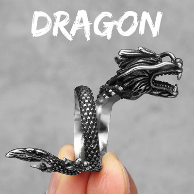 Nerūsējošā tērauda vīriešu gredzeni ķīniešu pūķpanka vintage moderns sievietēm motociklistu modes rotaslietas Helovīna radošuma dāvanu vairumtirdzniecība