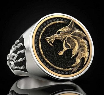 Foydjew New Wizard Hunter Wolf Claw Rings European American Viking Warrior Retro двуцветен златен мъжки пръстен от неръждаема стомана