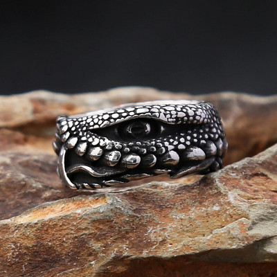 Vintažinio nerūdijančio plieno velnio akių žiedas vyrams Madingi pankų dviratininkų žiedai su drakono letenomis Kūrybiniai amuletai papuošalai Dovanos didmeninė prekyba