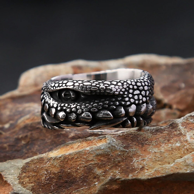 Vintažinio nerūdijančio plieno velnio akių žiedas vyrams Madingi pankų dviratininkų žiedai su drakono letenomis Kūrybiniai amuletai papuošalai Dovanos didmeninė prekyba