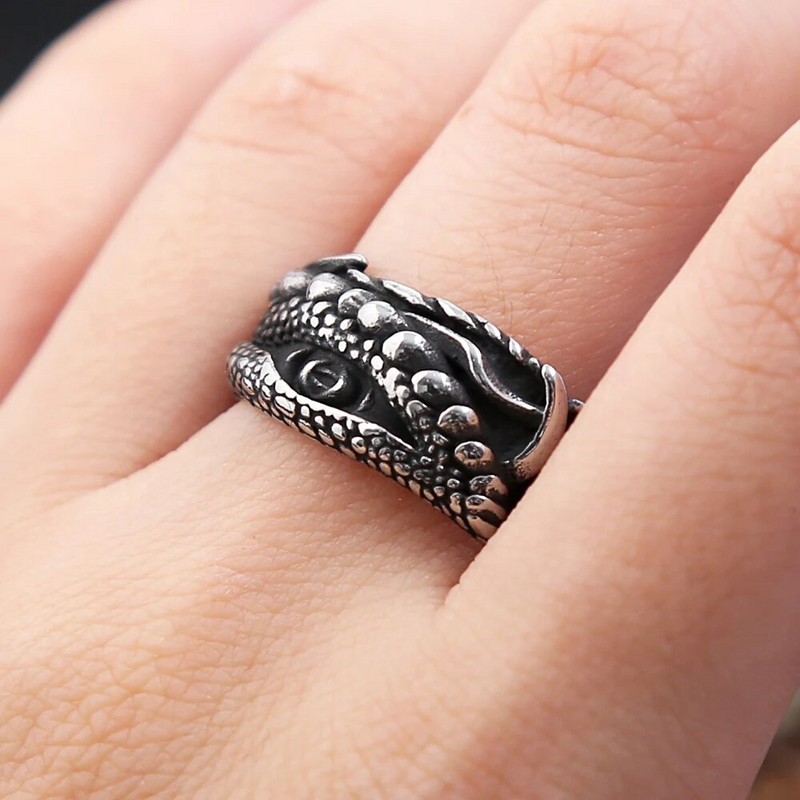 Vintažinio nerūdijančio plieno velnio akių žiedas vyrams Madingi pankų dviratininkų žiedai su drakono letenomis Kūrybiniai amuletai papuošalai Dovanos didmeninė prekyba