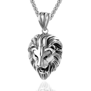 Ανδρικό κολιέ Animal Lion Head μενταγιόν Κολιέ Νέα μόδα μεταλλικό συρόμενο μενταγιόν Αξεσουάρ Κοσμήματα για πάρτι