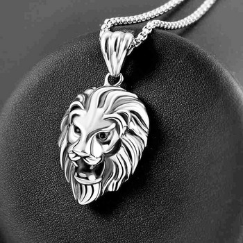 Ανδρικό κολιέ Animal Lion Head μενταγιόν Κολιέ Νέα μόδα μεταλλικό συρόμενο μενταγιόν Αξεσουάρ Κοσμήματα για πάρτι