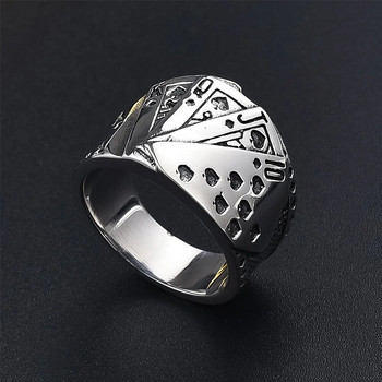 Lucky Poker Flush Ring Мъже Жени Златен/Сребърен цвят Неръждаема стомана Пънк Biker Ring Хип-хоп Пръстен с карти за игра Magician Jewelry