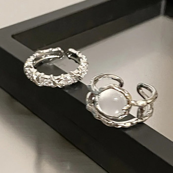 Сърце отворени пръстени за жени Корея геометричен кристал лунен камък готически пръстен пръстен Y2K аксесоари модерни естетични бижута подарък