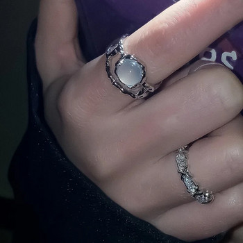 Δαχτυλίδι Heart Open για γυναίκες Κορέα Γοτθικό δαχτυλίδι δαχτυλίδι με κρύσταλλο φεγγαρόπετρα Γοτθικό δαχτυλίδι Y2K αξεσουάρ Μοντέρνο δώρο αισθητικής κοσμήματος