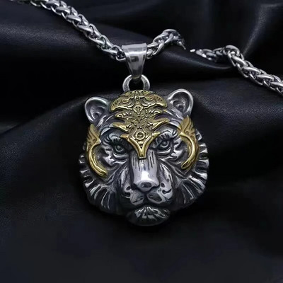Hõbetatud domineeriv tiigripea loomade ripats kaelakee meeste punk hip-hop trendikad lahedad ehted