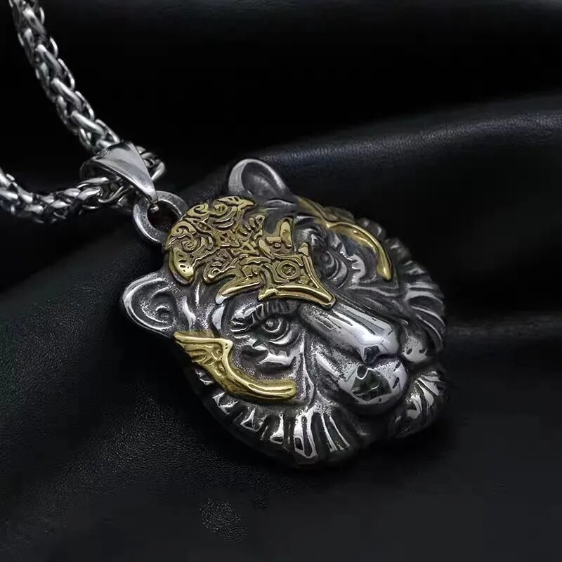 Hõbetatud domineeriv tiigripea loomade ripats kaelakee meeste punk hip-hop trendikad lahedad ehted