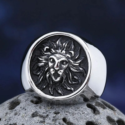 2024. gada jauns modes Hip-Hop, foršs vīriešu dzīvnieka lauvas galvas gredzens 316 L nerūsējošā tērauda Biker Anel Motocikla rotaslietas ballītes dāvana