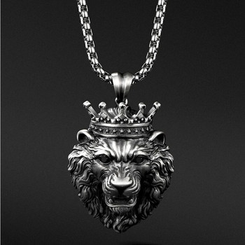 Личност Корона Лъвска глава Колие с висулка за мъже Колие с верига с животни Мъжки бижута Аксесоари Подаръци