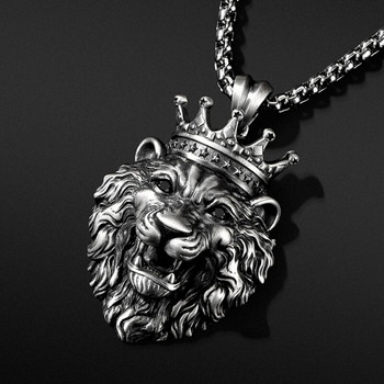 Personality Crown Lion Head μενταγιόν κολιέ για ανδρικό κολιέ με αλυσίδα ζώων Ανδρικά κοσμήματα Αξεσουάρ Δώρα